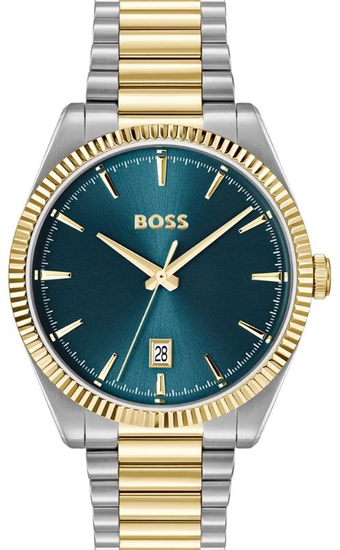 Hugo Boss Gents Cheswick Quartz Watch 40mm Blue Dial with Stainless Steel and Yellow Gold Plated Bracelet
