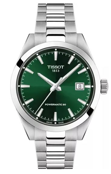 Tissot Gents Gentleman Automatic Watch 38mm Green Dial on Stainless Steel Bracelet