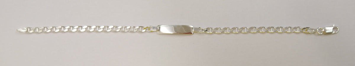 Sterling Silver Anchor Link ID Bracelet 20cm