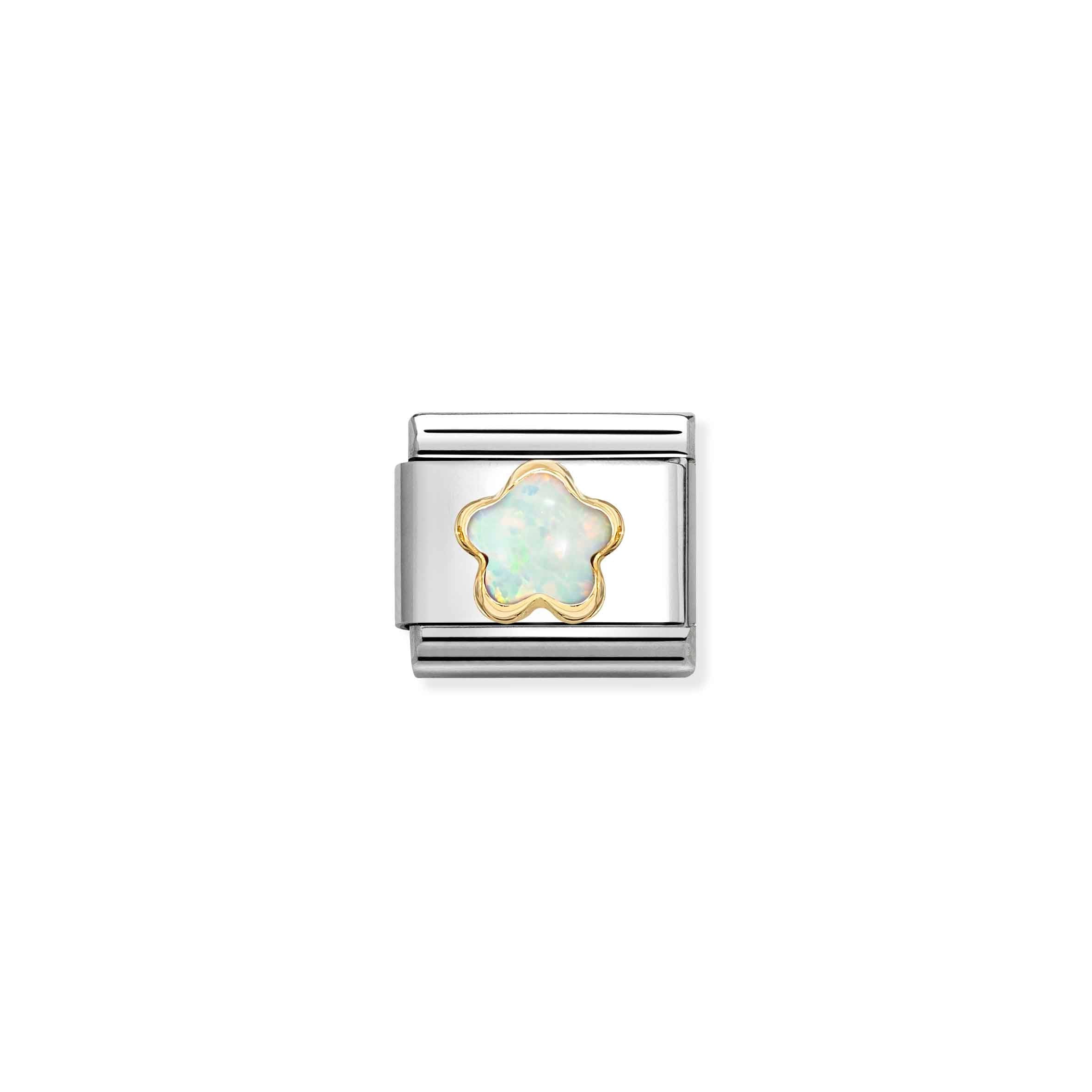 Nomination Composable Classic White Mother of Pearl Heart Charm - Stainless Steel & Yellow Gold