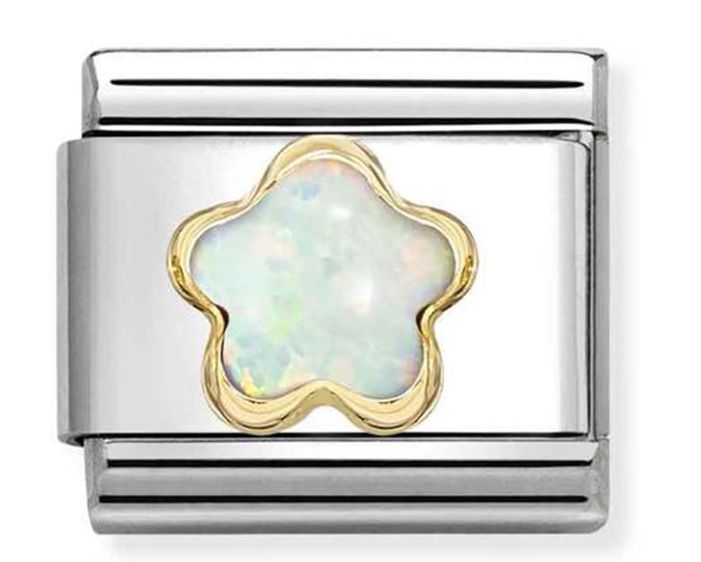 Nomination Composable Classic White Mother of Pearl Heart Charm - Stainless Steel & Yellow Gold