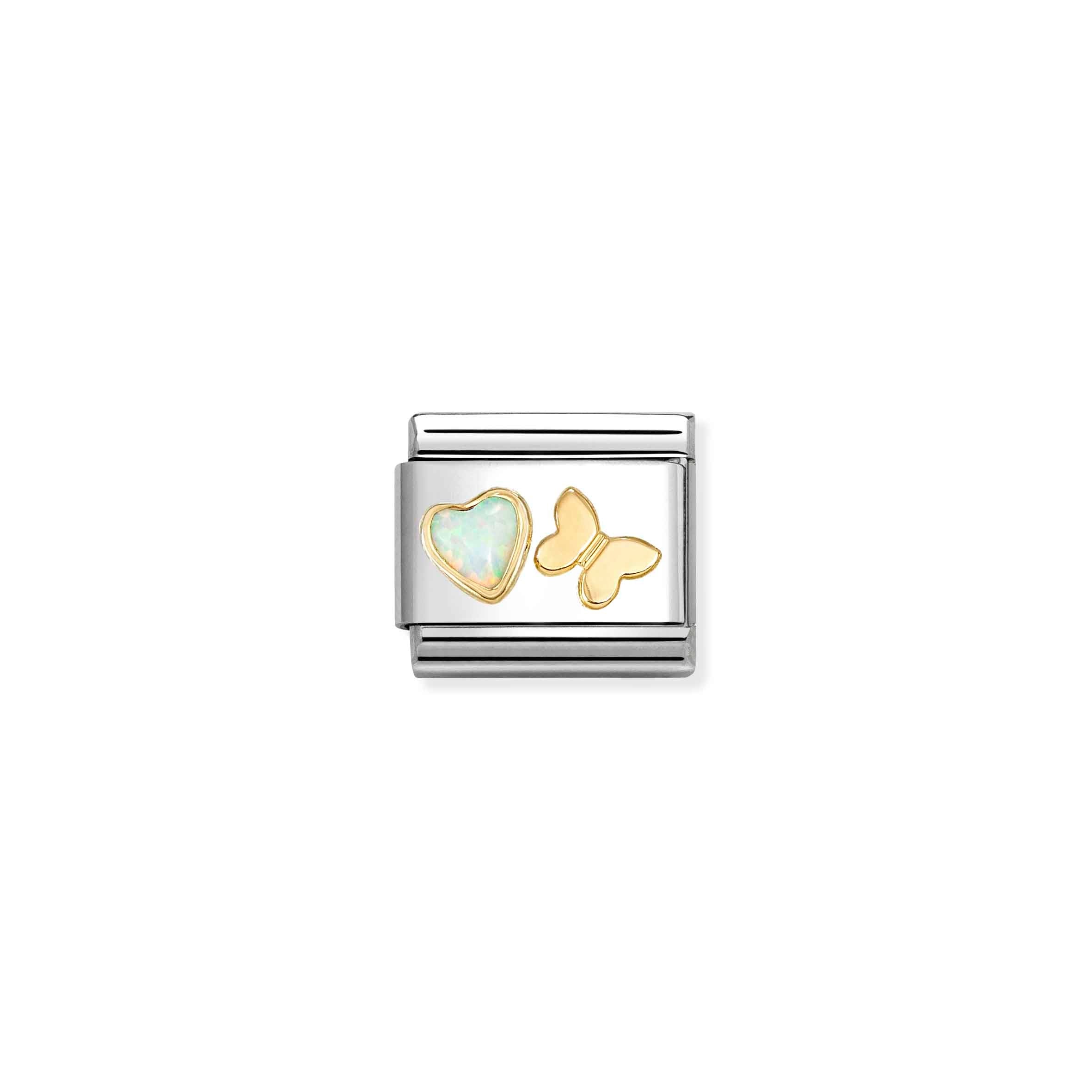 Nomination Composable Classic White Mother of Pearl Heart Charm - Stainless Steel & Yellow Gold