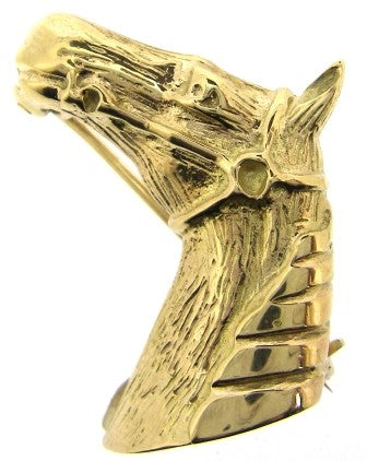 Vintage 9ct Yellow Gold Horse Head Brooch