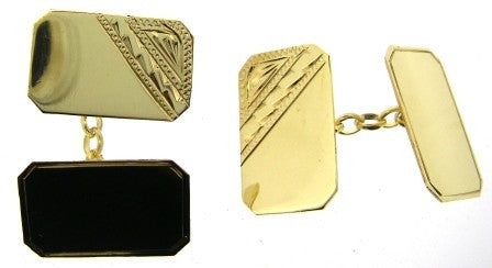 Vintage 9ct Yellow Gold Rectangular Double Sided Cufflinks
