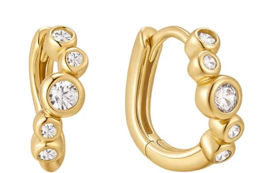 Ania Haie Gold Plated Cubic Zirconia Wave Hoop Earrings 8.5mm