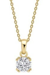 Diamondfire Sterling Silver Yellow Gold Plated Double Claw Set CZ Pendant