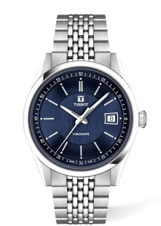 Tissot Gents Visodate Powermatic 80 Watch 39mm Blue Dial on Stainless Steel Bracelet