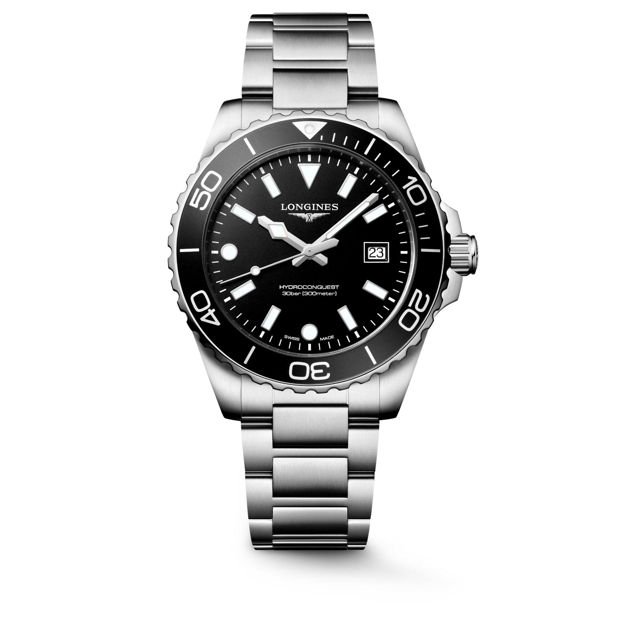 Longines HydroConquest 42mm Black Bezel Quartz Mens Watch