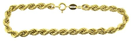 Vintage 9ct Yellow Gold Rope Link Bracelet 7.75'