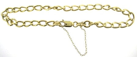 Vintage 9ct Yellow Gold Curb Link Bracelet With Safety Chain