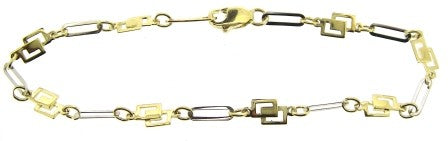Vintage 9ct Yellow And White Gold Fancy Link Bracelet 7.5'