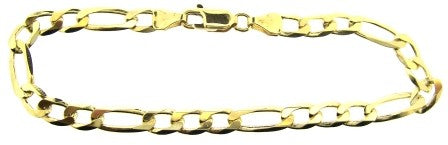 Vintage 9ct Yellow Gold Figaro Link Bracelet 7.25'