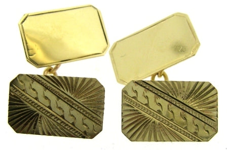 Vintage 9ct Yellow Gold Double Sided Rectangular Shape Cufflinks