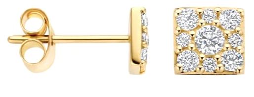 Blush 14ct Yellow Gold Square CZ Stud Earrings