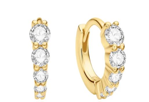 Ania Haie Gold Plated Cubic Zirconia Grad Huggie Earrings 6.5mm