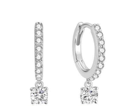 Ania Haie Sterling Silver Drop Cubic Zirconia Huggie Earrings 8.5mm
