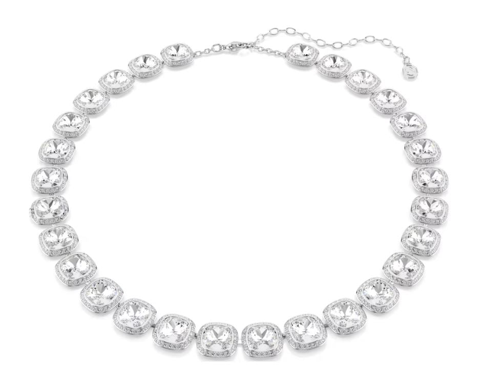 Swarovski Una Angelic Necklace, Cushion Cut, White, Rhodium Plated