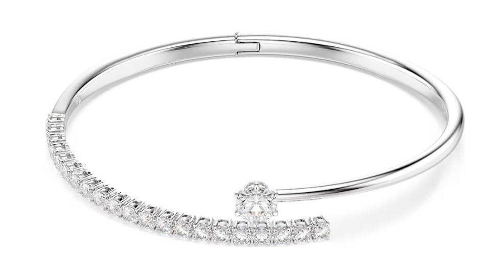 Swarovski Matrix Bangle, Round Cut, White, Rhodium Plated - M