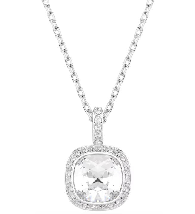 Swarovski Una Angelic Pendant, Cushion Cut, White, Rhodium Plated