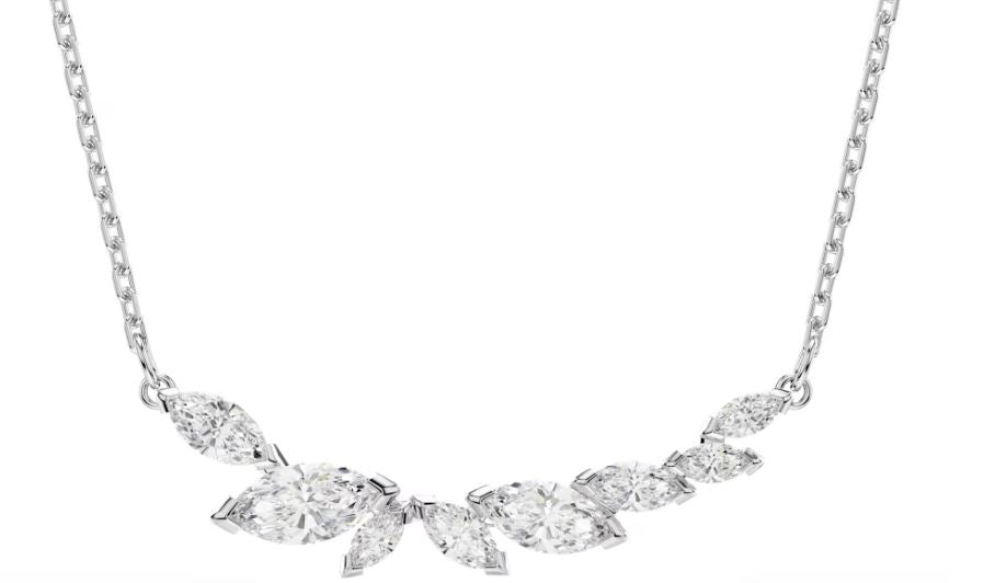 Swarovski Mesmera Necklace, Marquise Cut, White, Rhodium Plated