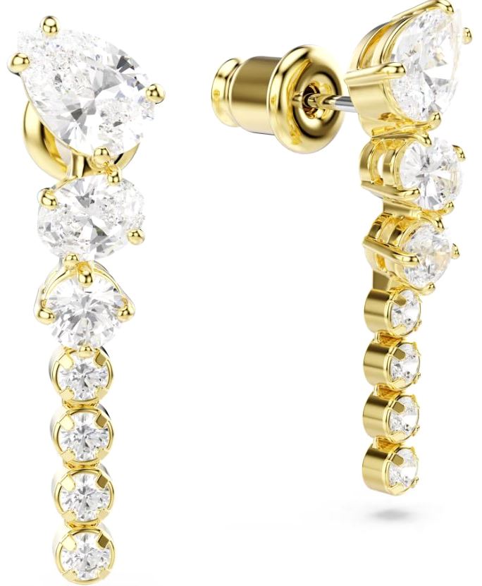 Swarovski Mesmera Drop Earrings, Mixed Cuts, White, Gold Tone Plated