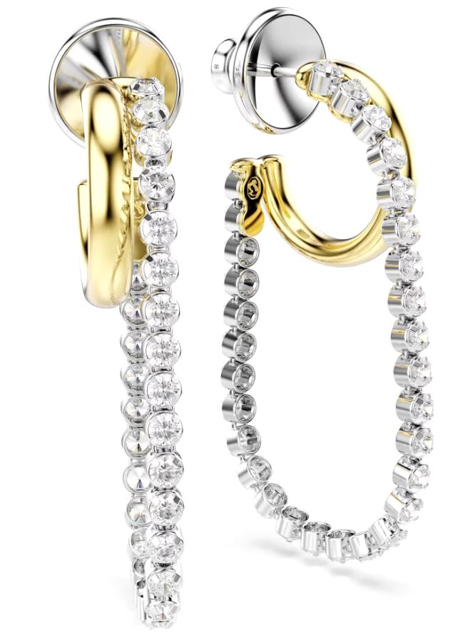 Swarovski Hyperbola Drop Earrings, Round Cut, White, Mixed Metal Finish