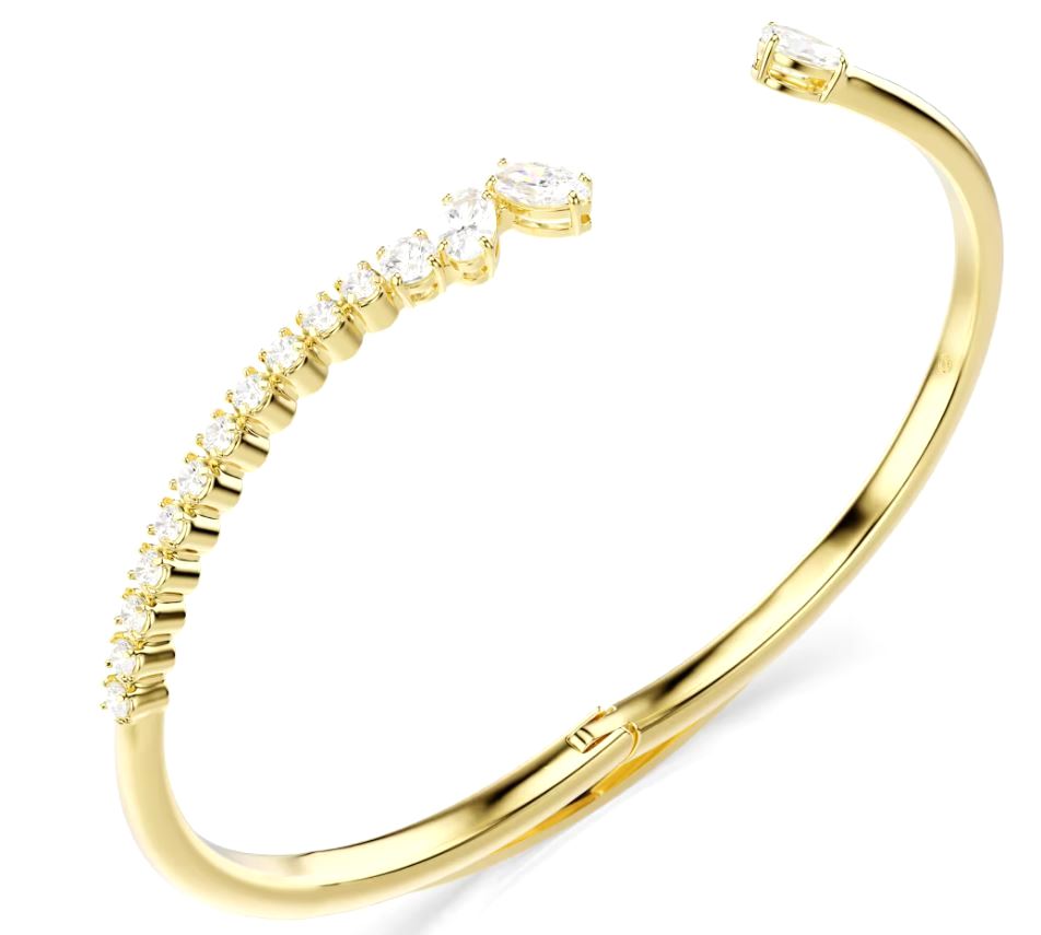 Swarovski Mesmera Bangle, Mixed Cuts, White, Gold Tone Plated - M