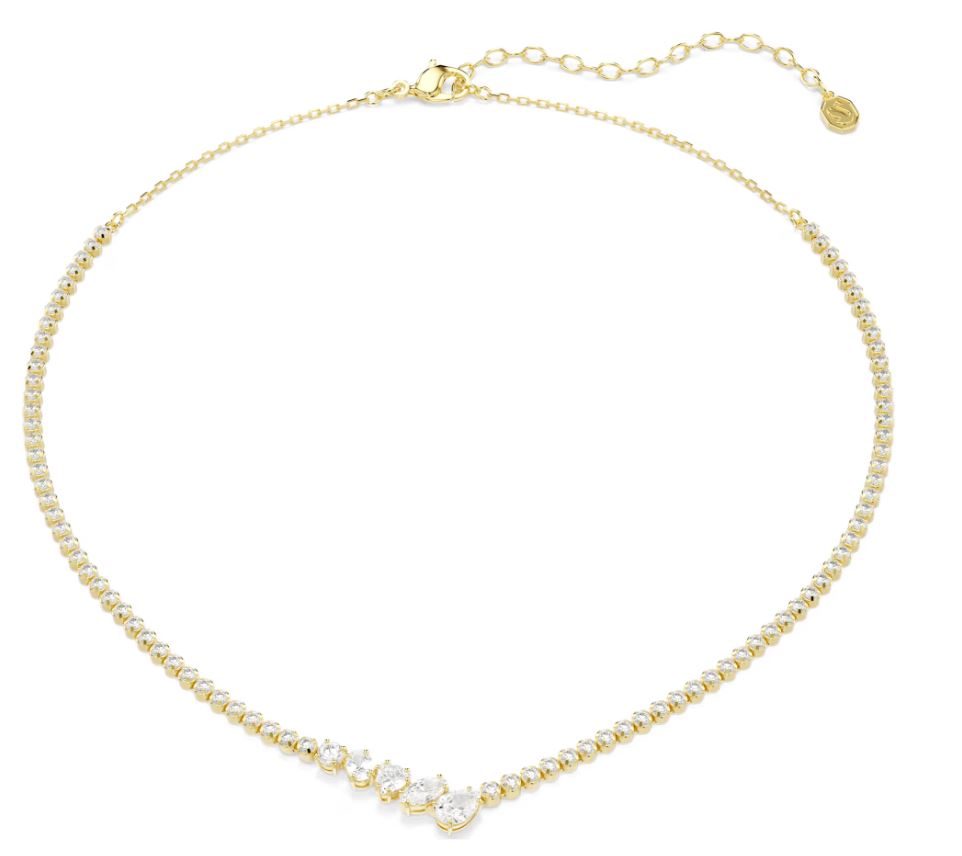 Swarovski Mesmera V Shape Necklace, Mixed Cuts, White, Gold Tone Plated