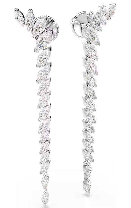 Swarovski Mesmera Drop Earrings, Marquise Cut, White, Rhodium Plated