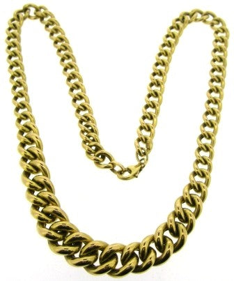 Vintage 9ct Yellow Gold Graduated Curb Link Necklet 18'
