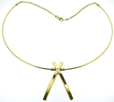 Vintage 9ct Yellow Gold Cross Over Necklet
