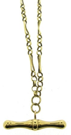 Vintage 9ct Yellow Gold Figaro/Belcher Link T/Bar Chain 19'