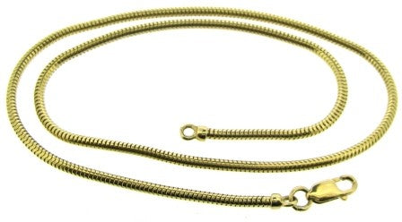 Vintage 9ct Yellow Gold Snake Link Chain 16.5'