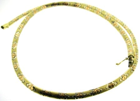 Vintage 14ct Yellow, White And Rose Gold Fancy Link Necklet 19.5'