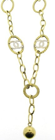 Vintage 14ct Yellow And White Gold Fancy Link Drop Necklet 20'
