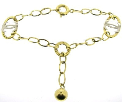 Vintage 14ct Yellow And White Gold Fancy Link Drop Bracelet 7.5'