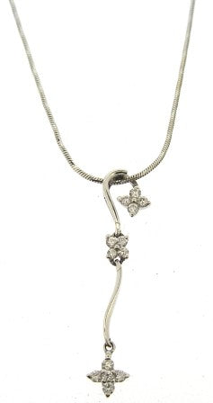 Vintage 18ct White Gold Round Brilliant Diamond Pendant On 16.5' Chain
