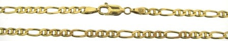 Vintage 9ct Yellow Gold Figaro Anchor Link Chain 18.5'