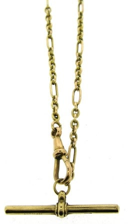Vintage 9ct Yellow Gold Cable Figaro T/Bar Chain 24'