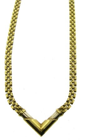Vintage 9ct Yellow And White Gold 'V' Shape Necklet