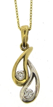 Vintage 9ct Yellow And White Gold Cubic Zirconia Pendant 18'