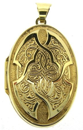 Vintage 9ct Yellow Gold Oval Celtic Design Locket