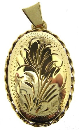Vintage 9ct Yellow Gold Oval Engraved Locket