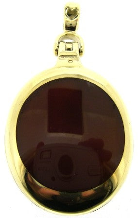Vintage 9ct Yellow Gold Onyx And Carnelian Double Side Pendant