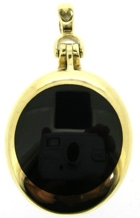 Vintage 9ct Yellow Gold Onyx And Carnelian Double Side Pendant
