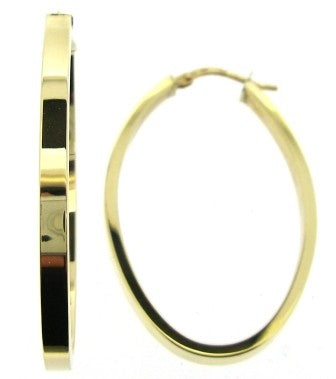 Vintage 9ct Yellow Gold Oval Hoop Earrings