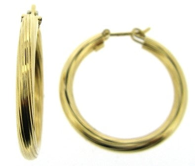 Vintage 9ct Yellow Gold Round Hoop Earrings