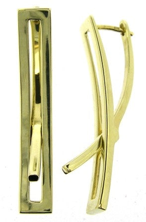Vintage 9ct Yellow Gold Plain Drop Earrings