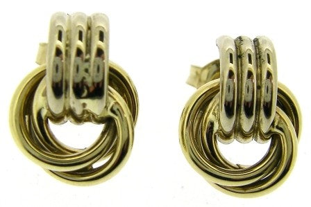 Vintage 9ct Yellow And White Gold Stud Earrings