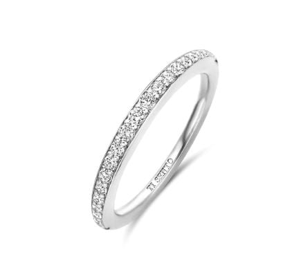 Ti Sento Sterling Silver Cubic Zirconia Band Ring - 52